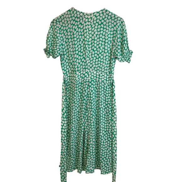 Faithfull The Brand Green and White FloralShort Sleeve Midi Dress - Picture 3 of 8